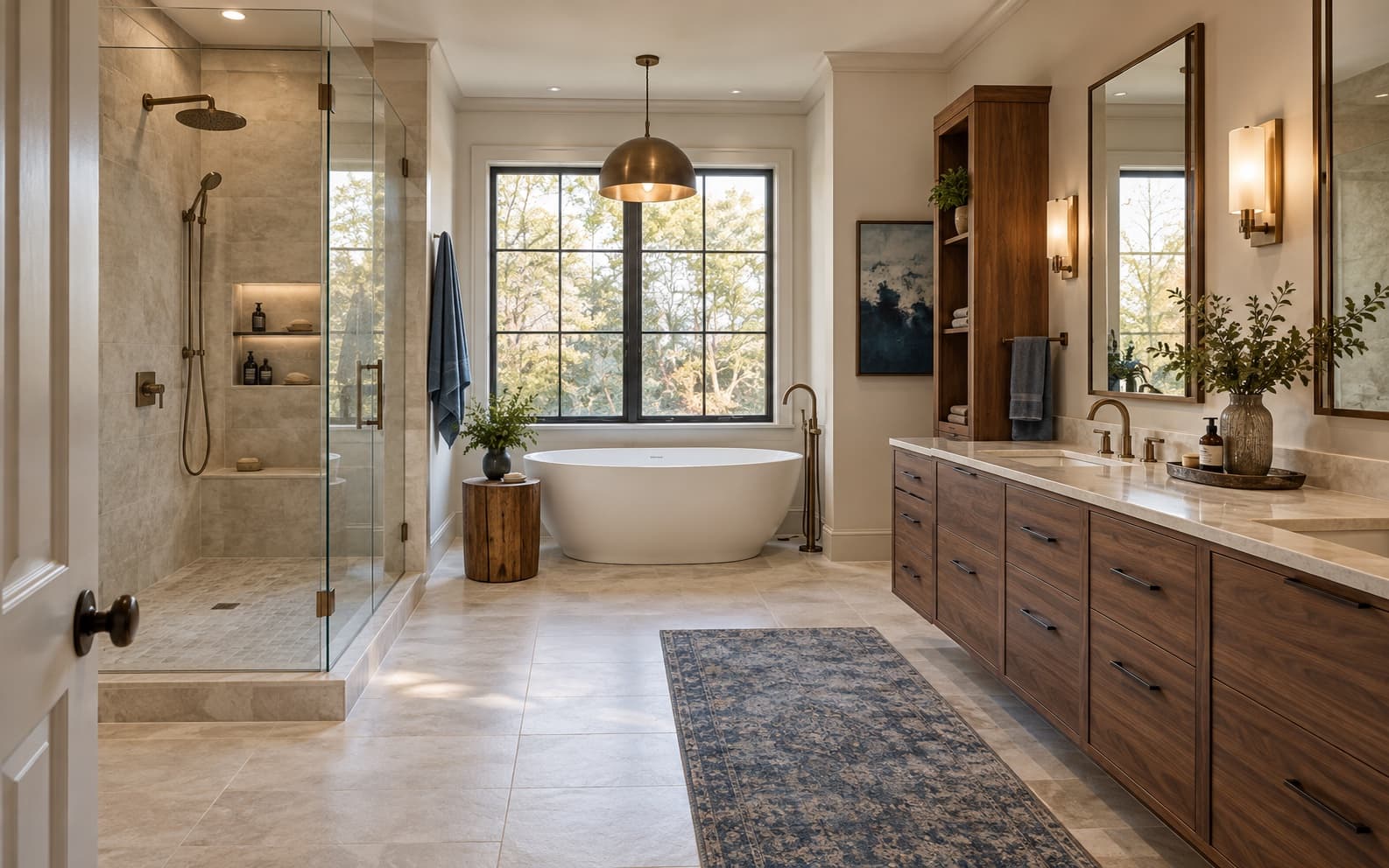 Design inspiration featuring porcelain tile in a bright bathroom